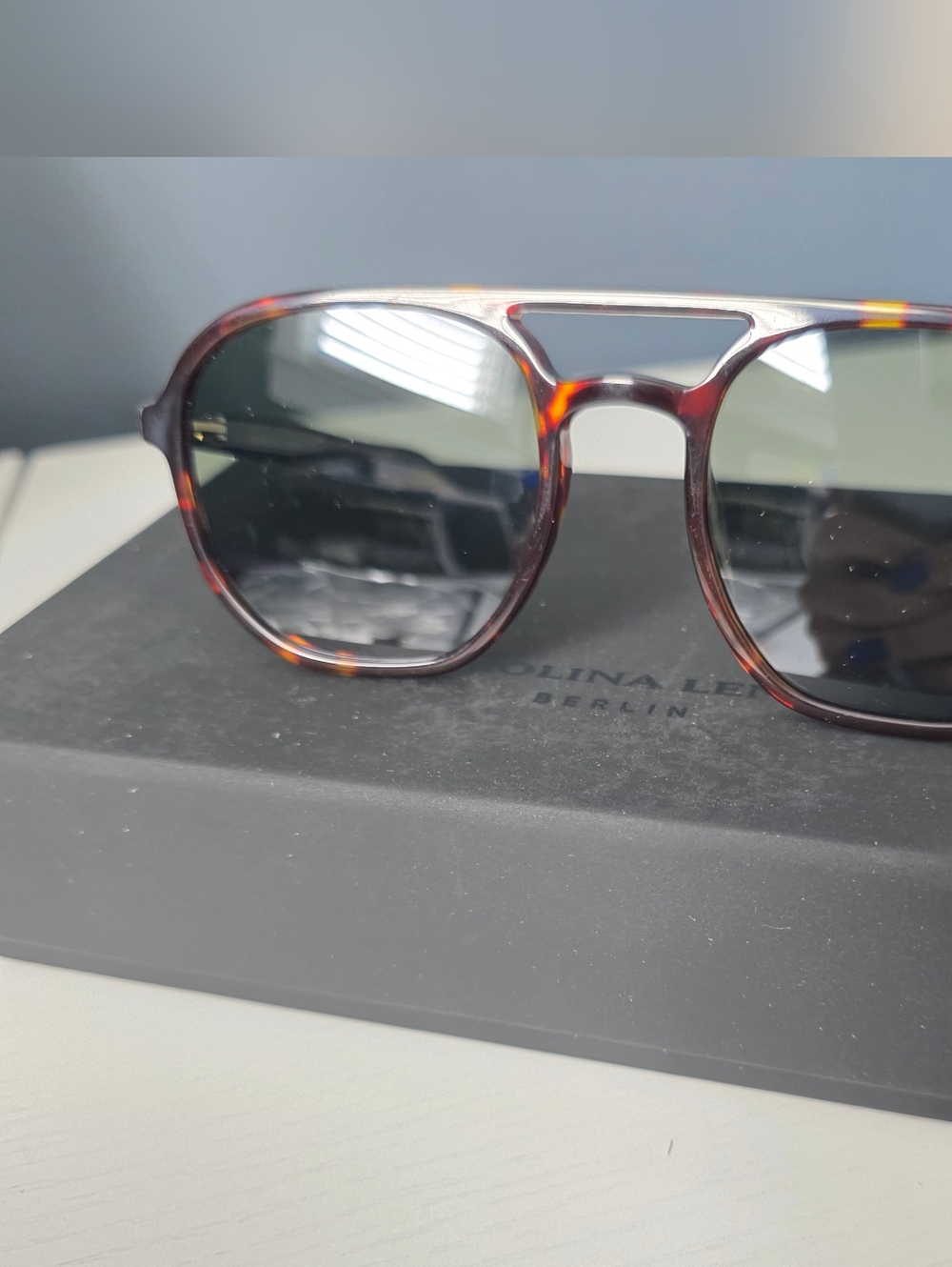 Carolina Lemke Tortoise Aviator-Style Sunglasses with Grey Lenses